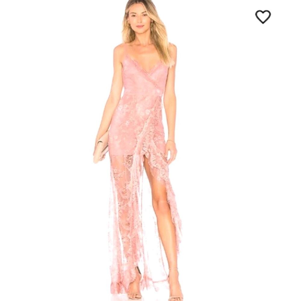 Coquette lace maxi Dress M Romantic Ruffle Sheer Prom Whimsy Fairy